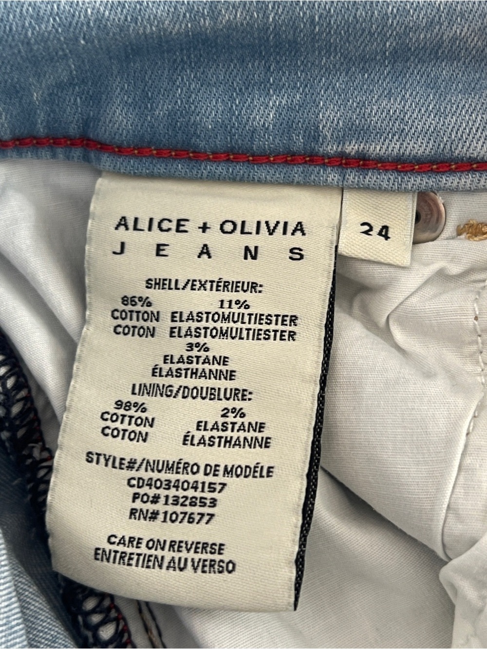 Alice + Olivia Beautiful Seamed Wide Leg Jeans Bleached Lightning Blue 24 - Picture 6 of 6